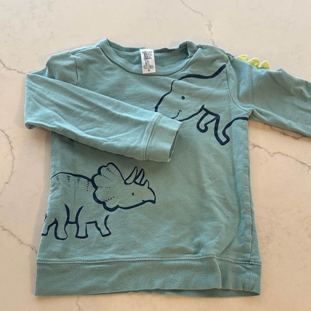 Cat & Jack Teal Dinosaur Long Sleeve Tee